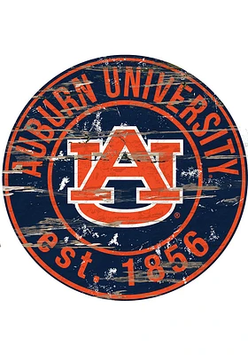 Auburn Tigers Established Date Circle 24 Inch Sign - Blue