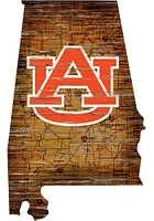 Auburn Tigers Distressed State 24 Inch Sign - Brown