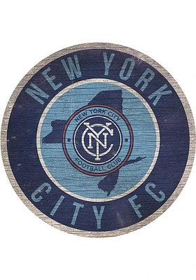 New York City FC 12 in Circle State Sign - Blue