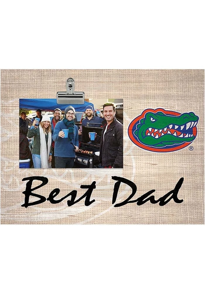 Florida Gators Best Dad Burlap Clip Picture Frame - Orange