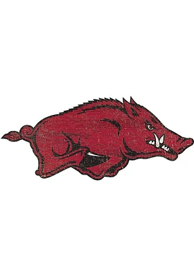 Arkansas Razorbacks Distressed Logo Cutout Sign - Red