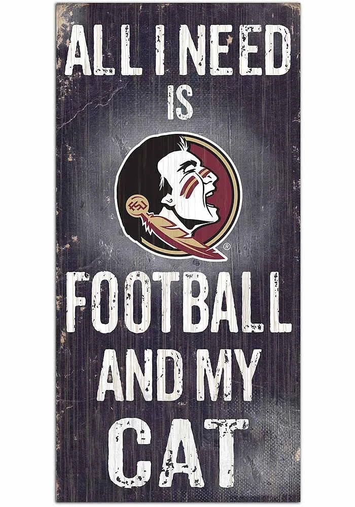 Florida State Seminoles Football and My Cat Sign - Maroon