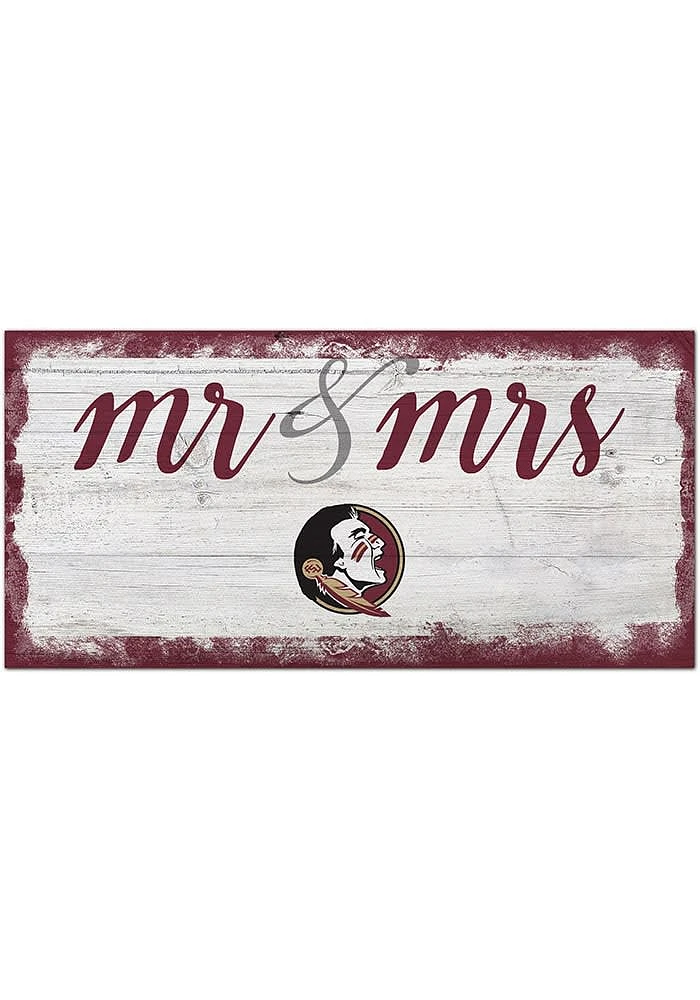 Florida State Seminoles Script Mr and Mrs Sign - Maroon