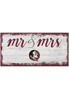 Florida State Seminoles Script Mr and Mrs Sign - Maroon