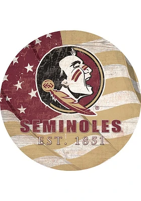 Florida State Seminoles 24in Flag Circle Sign - Maroon