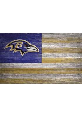 Baltimore Ravens Distressed Flag 11x19 Sign - Purple