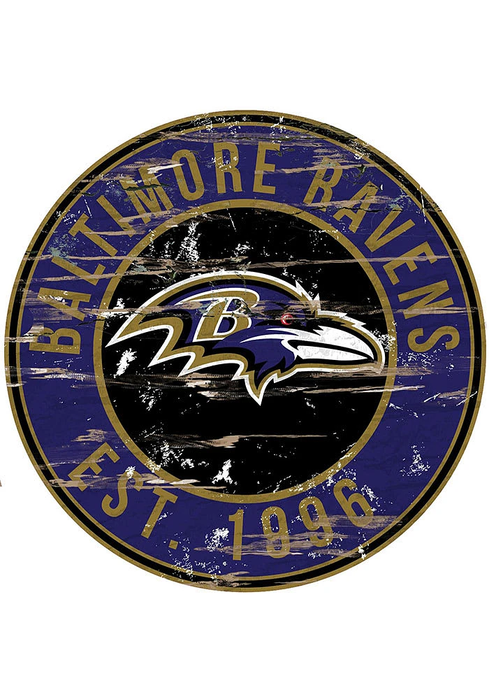 Baltimore Ravens Established Date Circle 24 Inch Sign - Purple