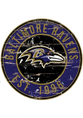 Baltimore Ravens Established Date Circle 24 Inch Sign - Purple