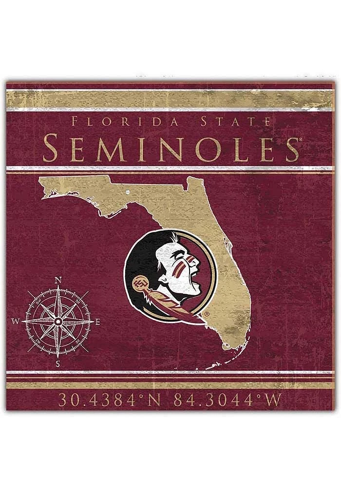 Florida State Seminoles Coordinates Sign - Maroon