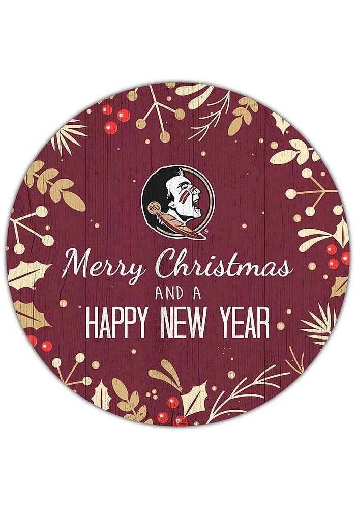 Florida State Seminoles Merry Christmas and New Year Circle Sign - Maroon