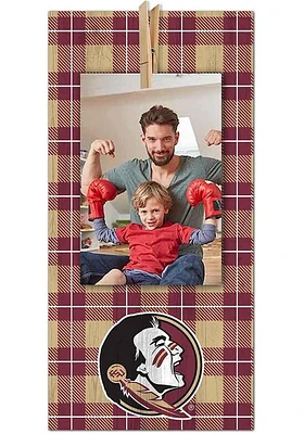 Florida State Seminoles Plaid Clothespin Sign - Maroon