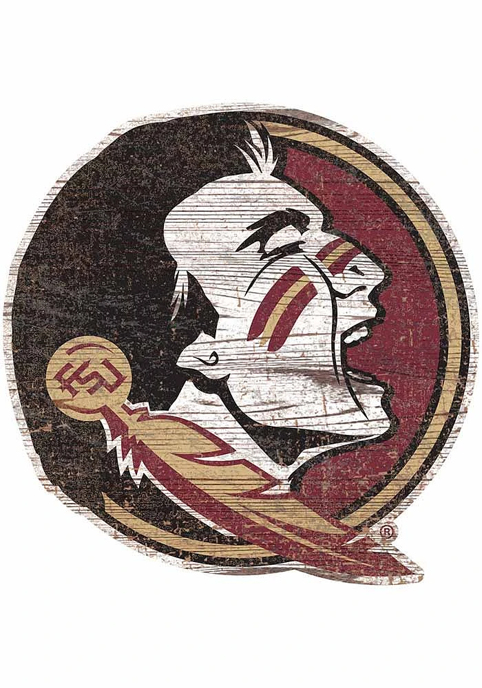 Florida State Seminoles Distressed Logo Cutout Sign - Red