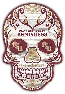 Florida State Seminoles 12 Inch Sugar Skull Sign - Maroon