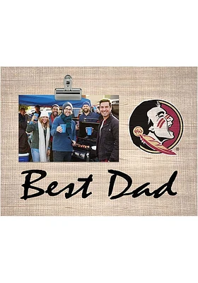 Florida State Seminoles Best Dad Burlap Clip Picture Frame - Maroon