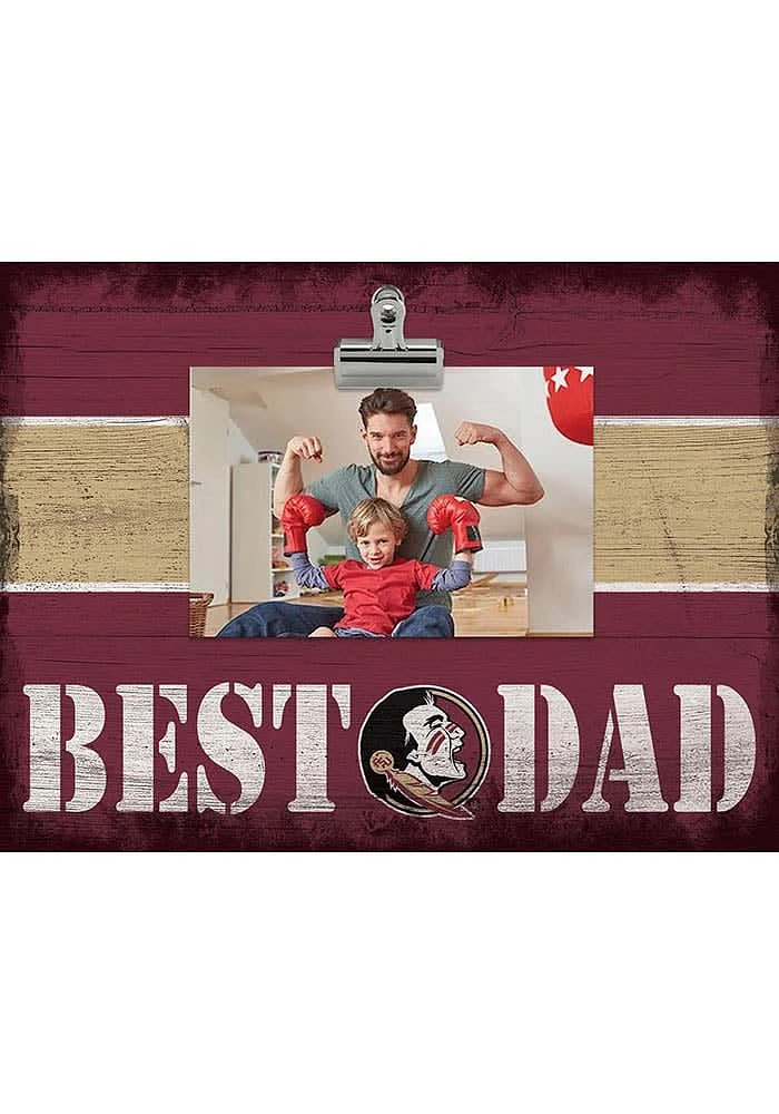 Florida State Seminoles Best Dad Striped Clip Picture Frame - Maroon