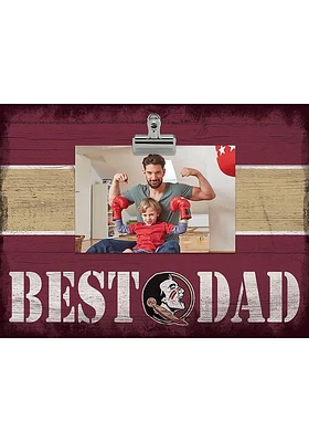 Florida State Seminoles Best Dad Striped Clip Picture Frame - Maroon