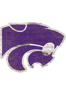 K-State Wildcats Distressed Logo Cutout Sign - Purple