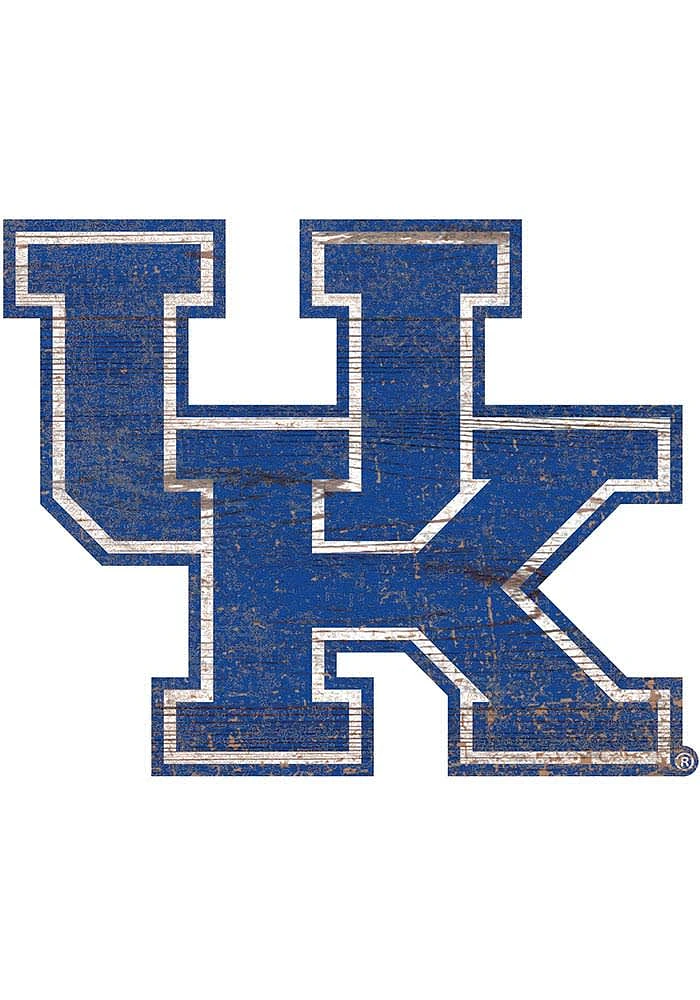 Kentucky Wildcats Distressed Logo Cutout Sign - Blue