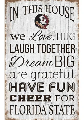 Florida State Seminoles In This House 11x19 Sign - Maroon