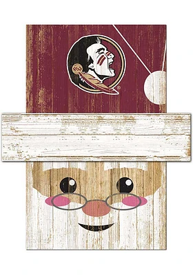 Florida State Seminoles Santa Head Sign - Maroon