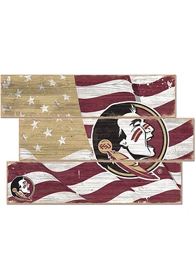 Florida State Seminoles Flag 3 Plank Sign - Maroon