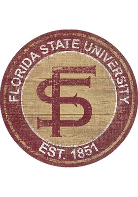 Florida State Seminoles Round Heritage Logo Sign - Maroon