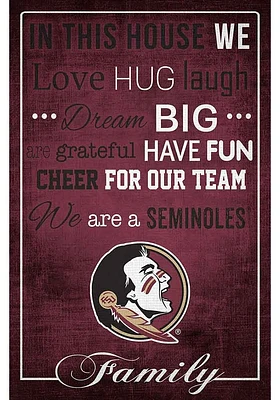 Florida State Seminoles In This House 17x26 Sign - Maroon