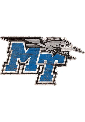 Middle Tennessee Blue Raiders Distressed Logo Cutout Sign - Blue