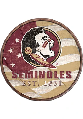 Florida State Seminoles Flag 24 Inch Barrel Top Sign - Maroon