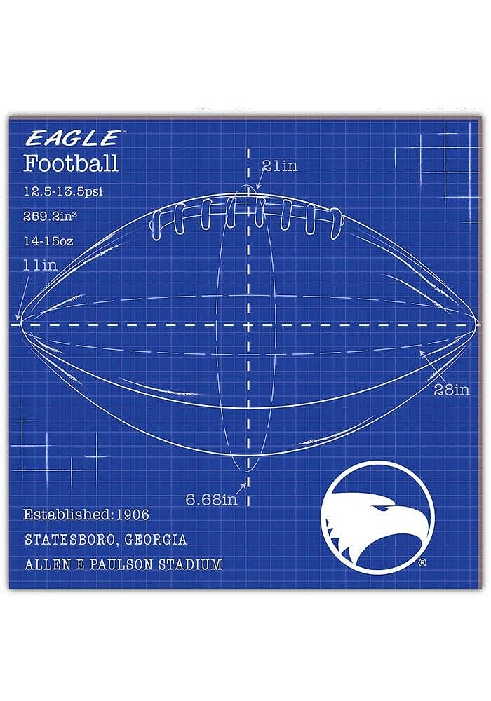 Georgia Southern Eagles Ball Blueprint Sign - Blue