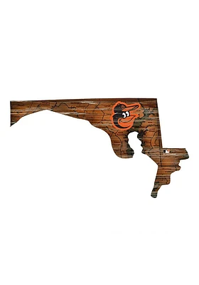 Baltimore Orioles Distressed State 24 Inch Sign - Brown