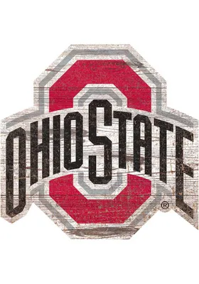 Ohio State Buckeyes Distressed Logo Cutout Sign