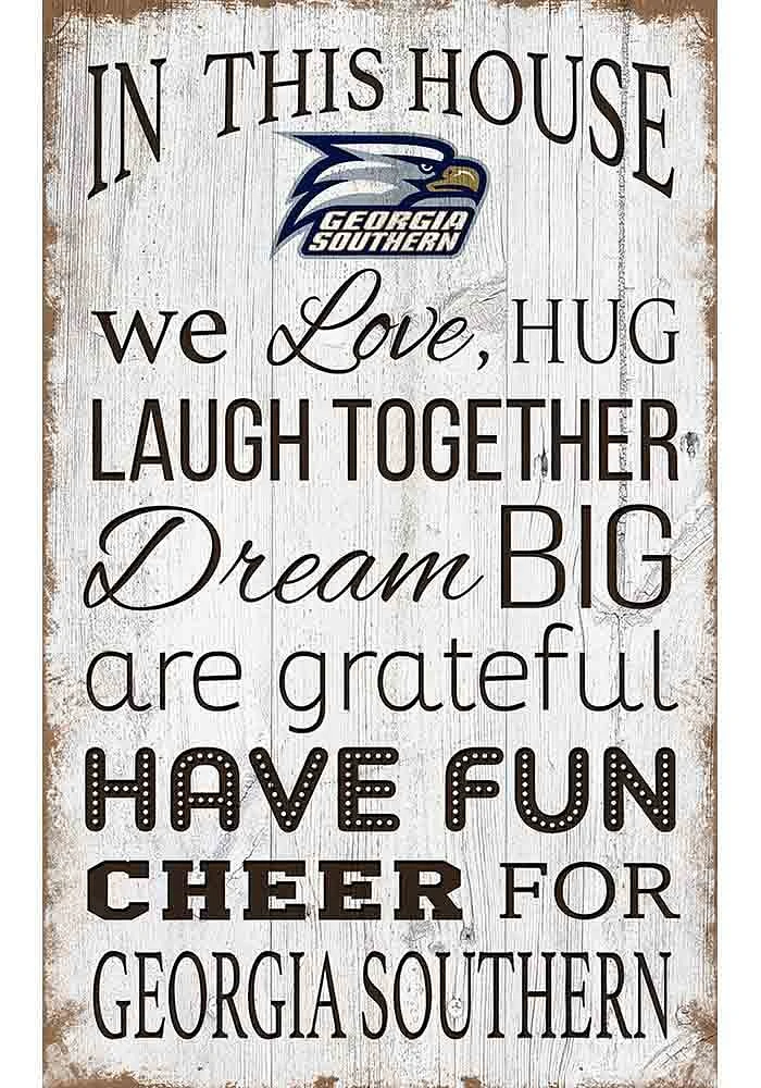Georgia Southern Eagles In This House 11x19 Sign - Blue