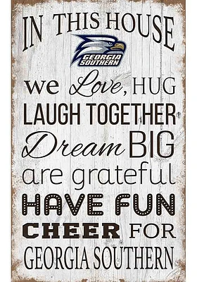 Georgia Southern Eagles In This House 11x19 Sign - Blue