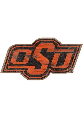 Oklahoma State Cowboys Distressed Logo Cutout Sign - Orange
