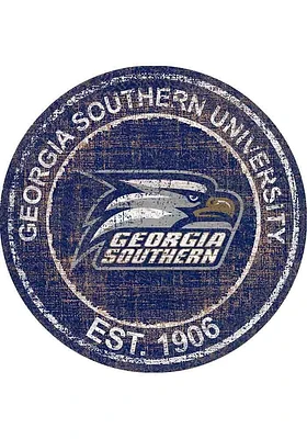 Georgia Southern Eagles Round Heritage Logo Sign - Blue