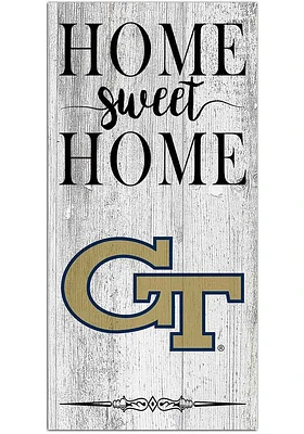GA Tech Yellow Jackets Home Sweet Home Whitewashed Sign - Blue