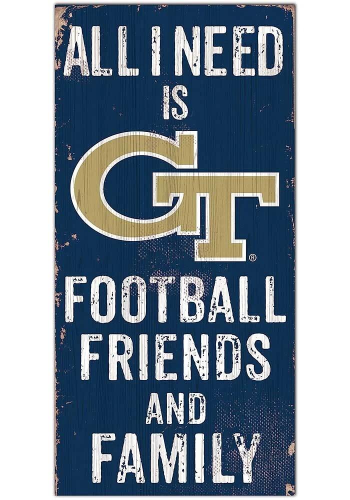 GA Tech Yellow Jackets Football Friends and Family Sign - Blue