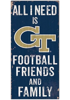 GA Tech Yellow Jackets Football Friends and Family Sign - Blue