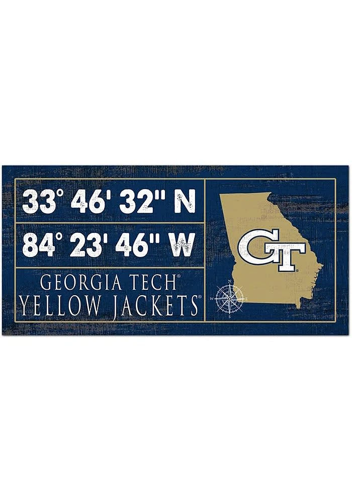 GA Tech Yellow Jackets Horizontal Coordinate Sign - Blue