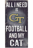 GA Tech Yellow Jackets Football and My Cat Sign - Blue
