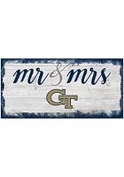 GA Tech Yellow Jackets Script Mr and Mrs Sign - Blue