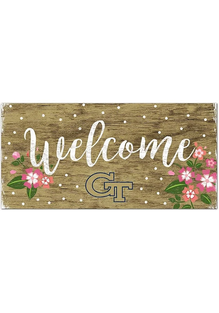 GA Tech Yellow Jackets Welcome Floral Sign - Blue