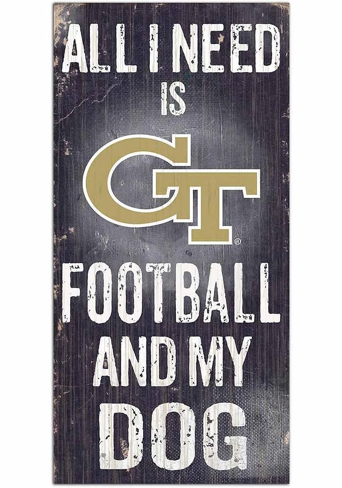 GA Tech Yellow Jackets Football and My Dog Sign - Blue