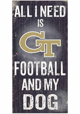 GA Tech Yellow Jackets Football and My Dog Sign - Blue