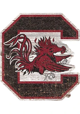 South Carolina Gamecocks Distressed Logo Cutout Sign - Red