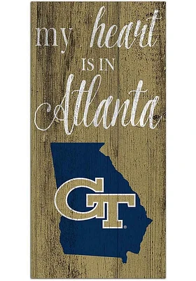 GA Tech Yellow Jackets My Heart State Sign - Blue