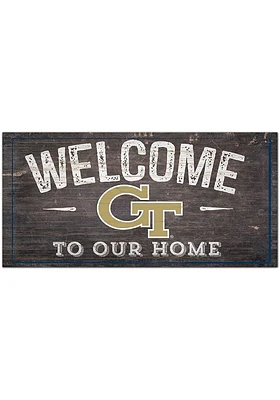 GA Tech Yellow Jackets Welcome Distressed Sign - Blue