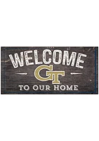 GA Tech Yellow Jackets Welcome Distressed Sign - Blue