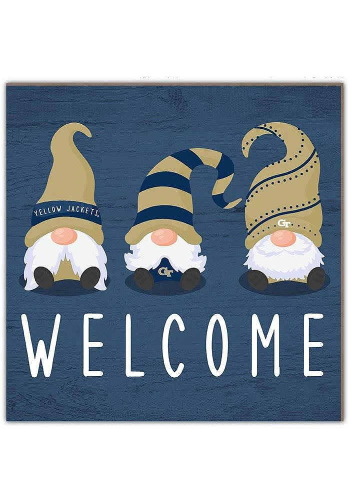 GA Tech Yellow Jackets Welcome Gnomes Sign - Blue